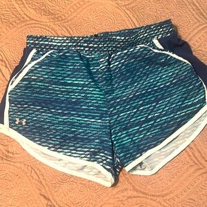 Under Armour Women's Black and Teal Athletic Shorts